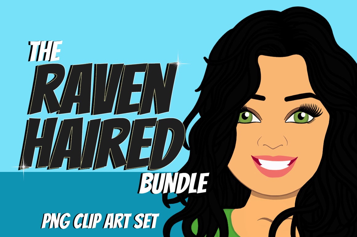 Black Haired Woman Clip Art Bundle Character Design Avatar | Etsy