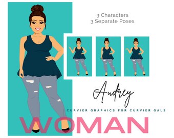 Woman Clipart Illustration | Girl | Graphic | Clip Art | Drawing | Fashion | Plus Size |Curvy | Logo | Blog | Avatar | Character | Audrey