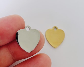 10Pcs Heart Stainless Steel Tags 16x17mm Stamping Blanks Metal Blanks Stamping Plates Pendant Charm Stainless Steel Jewelry Tag (HYJ-MB-004)
