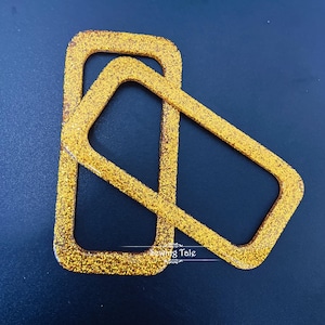 A pair of Gold Glitter Acrylic Rectangular Purse Handles Resin Handbag Handles (ST_L_1289_CE)