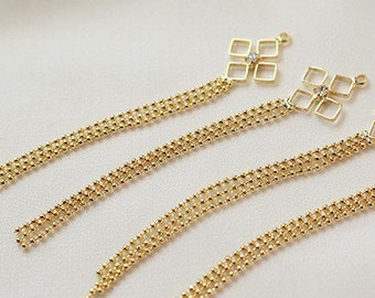4pcs or pompon charmes 18K or plaqué laiton charme 13x75mm pendentif entretoise Bracelet Collier bijoux fournitures (DJ_P_110)