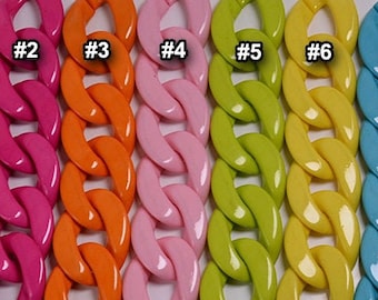 20pcs Acrylic Chain Links 29x39mm Multi Rainbow Color Plastic Open Links Acrylic Necklace Chain Links  (ZKPJ126)