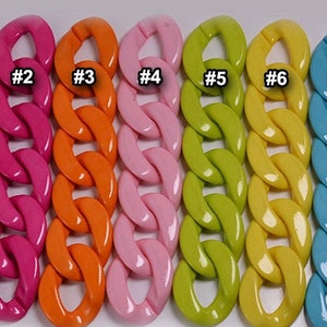 20pcs Acrylic Chain Links 29x39mm Multi Rainbow Color Plastic Open Links Acrylic Necklace Chain Links  (ZKPJ126)