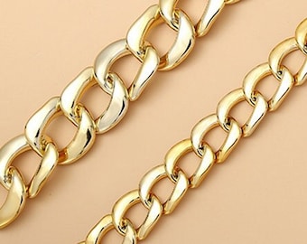 100pcs Gold Color Acrylic Chain Oval Links Plastic Curb Chain Link Plastic Open Links Necklace Chain Links  (ZKPJ170)