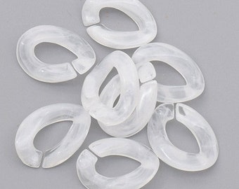 40pcs Matte Clear White Oval Acrylic Chunky Chain Links
