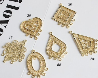8pcs or charmes 18K plaqué or breloque pendentif entretoise Bracelet Collier bijoux fournitures (DJ_P_165)