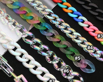 10pcs Mixed Color Acrylic Chain Links Plastic Open Links Matte Necklace Chain Links  (ZKPJ119)