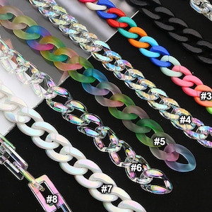 10pcs Mixed Color Acrylic Chain Links Plastic Open Links Matte Necklace Chain Links  (ZKPJ119)