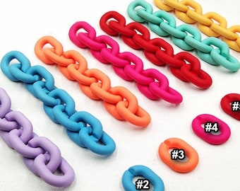 100pcs Acrylic Chain Links 18x23mm Multi Rainbow Color Plastic Open Links Matte Necklace Chain Links  (ZKPJ130)