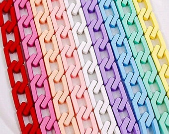 100pcs Matt Links Acrylic Chain Links Multiple Color Choices Open Link Taille 30x14mm Plastic Chain Links Chain Links Twist Links (ZKPJ288)