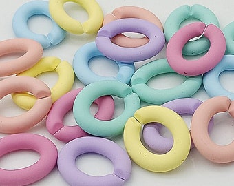 100pcs Matt Links Acrylic Chain Links Open Link Size 27.5x22.5mm Plastic Chain Links Chain Links Twist Links Oval Links (ZKPJ340)
