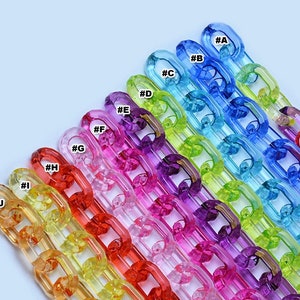 30pcs Mixed Color Acrylic Chain Oval Links 24x18mm Translucent Plastic Open Links Necklace Chain Links  (ZKPJ060)