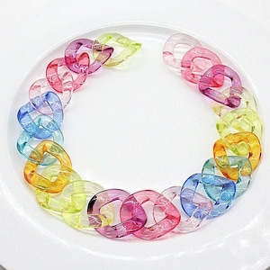 100pcs Acrylic Chain Links Chunky Open Link Size 40x33mm Plastic Chain Links Chunky Chain Links Twist Links Oval Links (ZKPJ294)