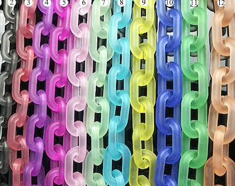 100pcs maillons de chaîne en acrylique 19x31mm maillons ouverts en plastique mat maillons de chaîne de collier mat (ZKPJ311)