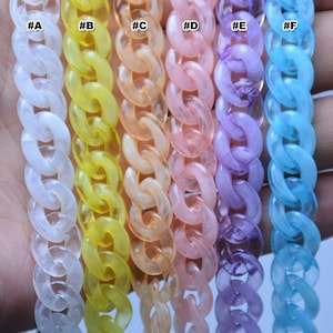 60pcs Translucent Acrylic Chain Oval Links 15x11mm Plastic Curb Chain Link Plastic Open Links Necklace Chain Links  (ZKPJ078)