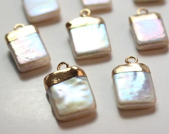 2pcs Gold Plated Shell Charms Rectangular Pendant 11x17mm Charm Pendant Spacer Bracelet Necklace Jewelry Supplies (DJ_P_209)