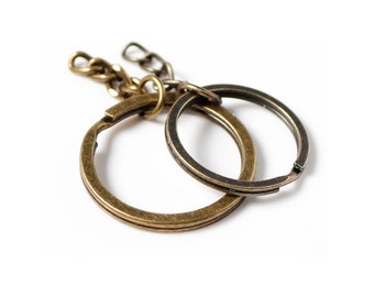 20pcs 25mm 30mm Antique Bronze Keychain Key Ring Flat Split Ring for Keychains DIY Key Chain Jewelry Making Supplies (DJ_P_029)