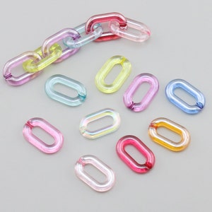 30pcs Mixed Color Translucent Acrylic Chain Oval Links 31x19mm Translucent Plastic Open Links Necklace Chain Links  (ZKPJ112)