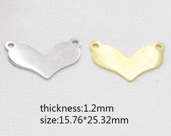 10Pcs Heart Stainless Steel Tags 15.76X25.32mm Stamping Blanks Metal Stamping Plates Pendant Charm Stainless Steel Jewelry Tag (HYJ-MB-041)