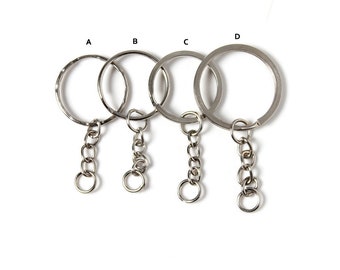 20pcs 25mm 30mm Silver Keychain Key Ring Flat Split Ring for Keychains DIY Key Chain Jewelry Making Supplies (DJ_P_028)