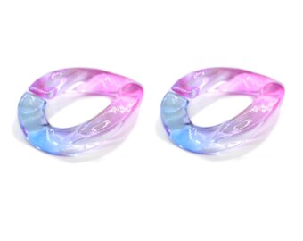 20pcs Iridescent Rainbow Acrylic Chain Links 23x17mm Translucent Plastic Open Links Necklace Chain Links  (ZKPJ101)