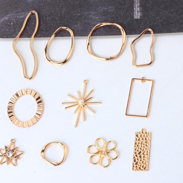 10pcs Gold Geometric Pendant Charm Earring Charms Unique Pendants Link Charm Jewelry Supplies (DJ_P_040)