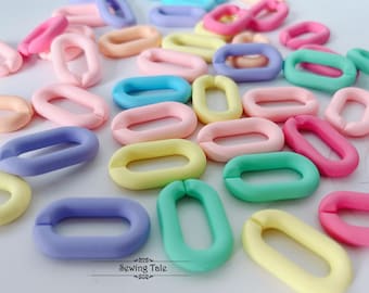100pcs Mixed Color Acrylic Chain Links 14x19mm Plastic Open Links Matte Necklace Chain Links  (ZKPJ082)