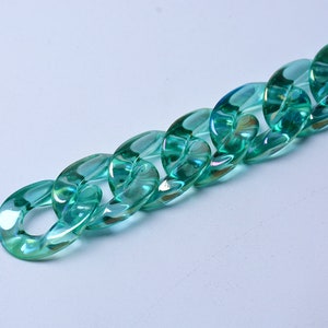 25pcs Translucent Acrylic Chain Oval Links 23x17mm Plastic Curb Chain Link Plastic Open Links Necklace Chain Links  (ZKPJ064)