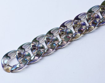 25pcs Translucent Acrylic Chain Oval Links 23x17mm Plastic Curb Chain Link Plastic Open Links Necklace Chain Links  (ZKPJ061)