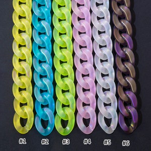 30pcs Mixed Color Acrylic Chain Oval Links 30x21mm Translucent Plastic Open Links Necklace Chain Links  (ZKPJ305)