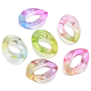 20pcs Mixed Color Rainbow Acrylic Chain Links 23x17mm Translucent Plastic Open Links Necklace Chain Links  (ZKPJ101)