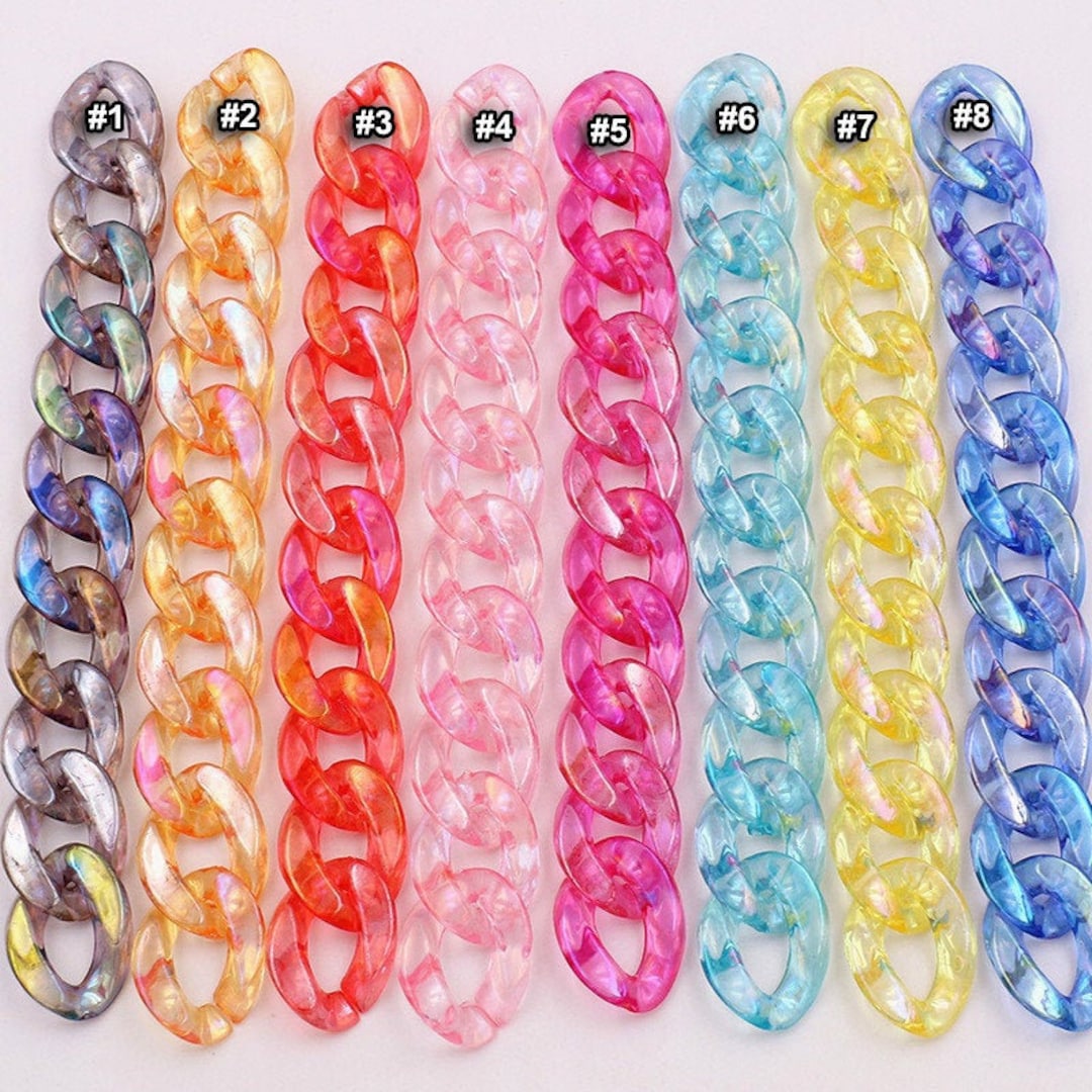 25pcs Acrylic Chain Links 17x23mm Multi Rainbow Color Plastic Open ...