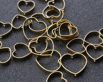 10pcs Brass Heart Geometric Charms Raw Brass Charm Pendant Spacer Bracelet Necklace Jewelry Supplies (DJ_P_351)