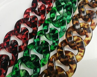 100pcs Liens de chaîne en acrylique 40x32mm Collier de maillons de chaîne en plastique translucide à liens ouverts (ZKPJ307)