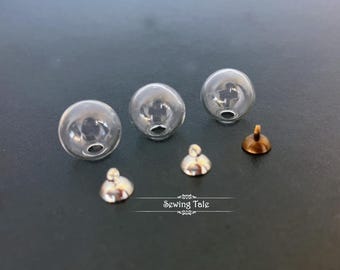 2 Pieces Mini Empty Glass Ball Bottles Pendant Charms Vials Wish Bottles Clear Glass Globe  DIY Pendant Charm Supplies  (BLP017)