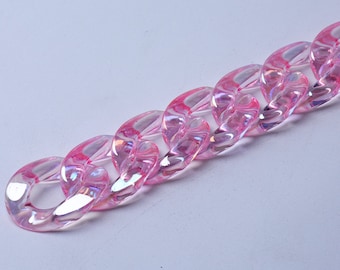 25pcs Translucent Acrylic Chain Oval Links 30x20mm Plastic Curb Chain Link Plastic Open Links Necklace Chain Links  (ZKPJ066)