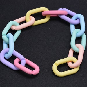 25pcs Mixed Color Acrylic Chain Links 17x26mm Plastic Open Links Matte Necklace Chain Links  (ZKPJ084)