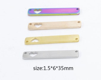 10Pcs Stainless Steel Blank 6x35mm Stainless Steel Bar Stick Pendant Charm Stainless Steel Bar Neckace Blanks Engraving  (HYJ-MB-014)