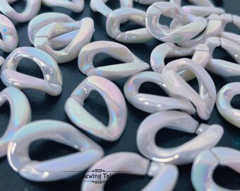 10pcs Acrylic Chain Links Rainbow Color Open Link Size Plastic Chain Links Chunky Chain Links Twist Links Oval Links (ZKPJ235)