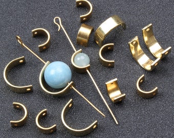 10pcs laiton demi cercle breloques géométriques en laiton brut breloque pendentif entretoise Bracelet Collier bijoux fournitures (DJ_P_338)