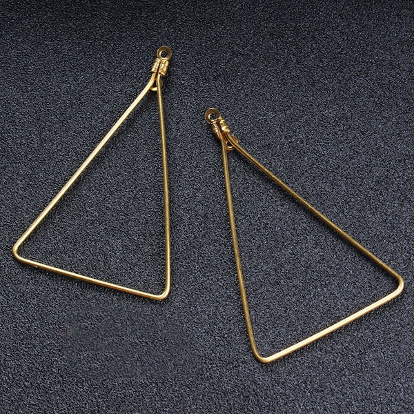 10pcs Brass Triangle Geometric Earring Charms Raw Brass Ear Post Charm Earwire Hook Pendant Earring Necklace Jewelry Supplies (DJ_P_352)