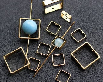 10pcs Brass Square Geometric Charms Raw Brass Charm Pendant Spacer Bracelet Necklace Jewelry Supplies (DJ_P_335)