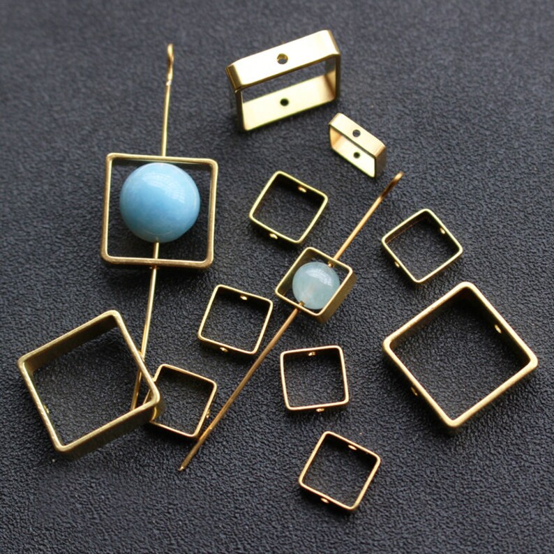 10pcs Brass Square Geometric Charms Raw Brass Charm Pendant Spacer Bracelet Necklace Jewelry Supplies DJ_P_335 imagem 1