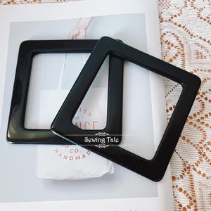 A pair of Square Black Marble Acrylic Purse Handles Resin Handbag Handles (ST_L_1283)