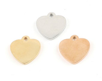 10Pcs Heart Stainless Steel Tags 16x17mm Stamping Blanks Metal Blanks Stamping Plates Pendant Charm Stainless Steel Jewelry Tag (HYJ-MB-004)