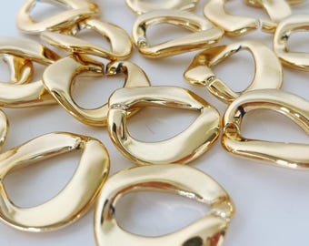 100pcs Gold Color Acrylic Chain Oval Links Plastic Curb Chain Link