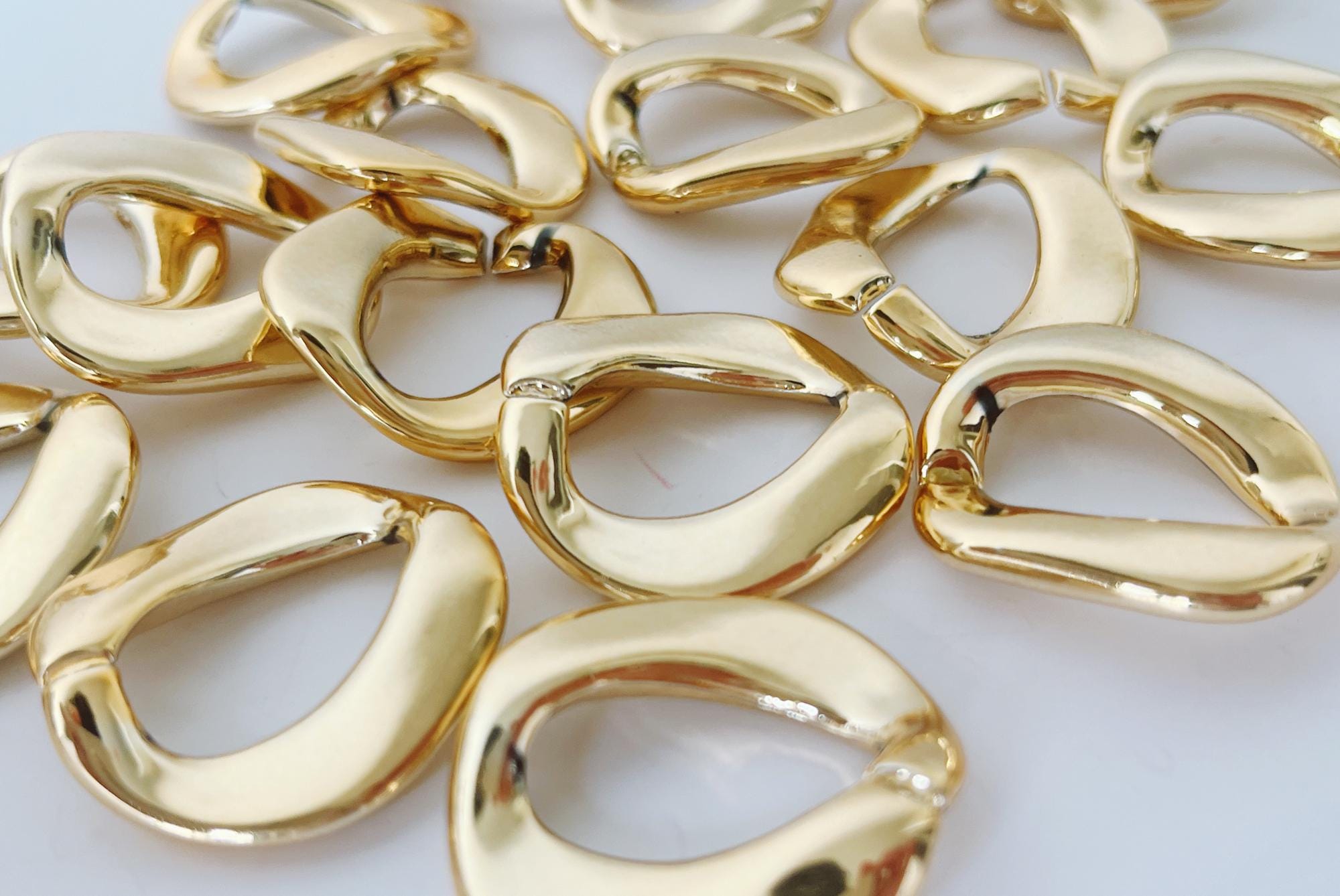 100pcs Gold Color Acrylic Chain Oval Links Plastic Curb Chain Link