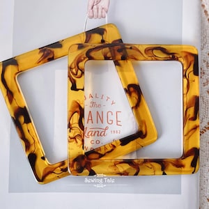 A pair of Acrylic Square Purse Handles Resin Handbag Handles (ST_L_1194_CE)