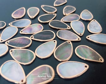 6pcs Gold Plated Teardrop Charms Shell Pendant 15x25mm Charm Pendant Spacer Bracelet Necklace Jewelry Supplies (DJ_P_207)
