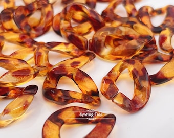 100pcs Tortious Acrylic Chain Links 40x43mm Translucent Plastic Open Links Necklace Chain Links  (ZKPJ309)